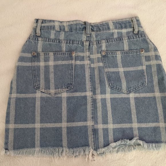 Boohoo Denim Check Skirt - Picture 2 of 3